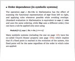 Order dependence [in symbolic systems]