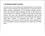 Studying simple systems