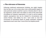 The relevance of theorems