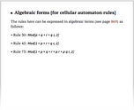 Algebraic forms [for cellular automaton rules]