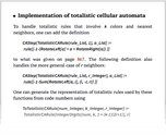 Implementation of totalistic cellular automata