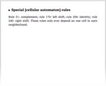 Special [cellular automaton] rules