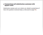 Connections [of substitution systems] with square roots
