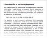 Computation of [recursive] sequences