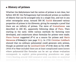 History of primes