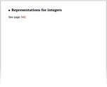 Representations for integers