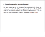 Exact iterates [in iterated maps]