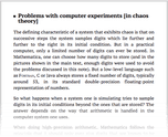 Problems with computer experiments [in chaos theory]