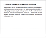 Limiting shapes [in 2D cellular automata]