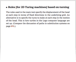 Rules [for 2D Turing machines] based on turning