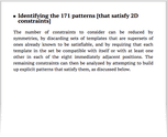 Identifying the 171 patterns [that satisfy 2D constraints]