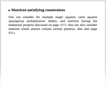 Matrices satisfying constraints