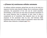 [Classes in] continuous cellular automata