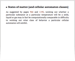 States of matter [and cellular automaton classes]