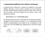 Generalized additivity [in cellular automata]