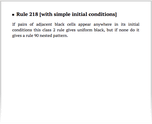 Rule 218 [with simple initial conditions]