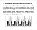 Uniqueness of patterns [in cellular automata]