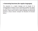 Generating functions [for regular languages]