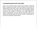 Symmetries [and state networks]