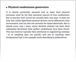 Physical randomness generators