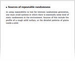 Sources of repeatable randomness