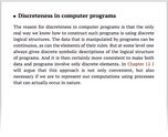 Discreteness in computer programs