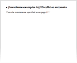 [Invariance examples in] 2D cellular automata