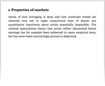 Properties of markets