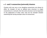 1- and 2-connection [network] clusters