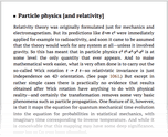 Particle physics [and relativity]