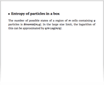 Entropy of particles in a box