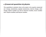 [Conserved quantities in] physics