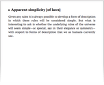 Apparent simplicity [of laws]