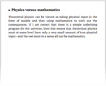Physics versus mathematics