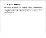 [The word] "calculus"