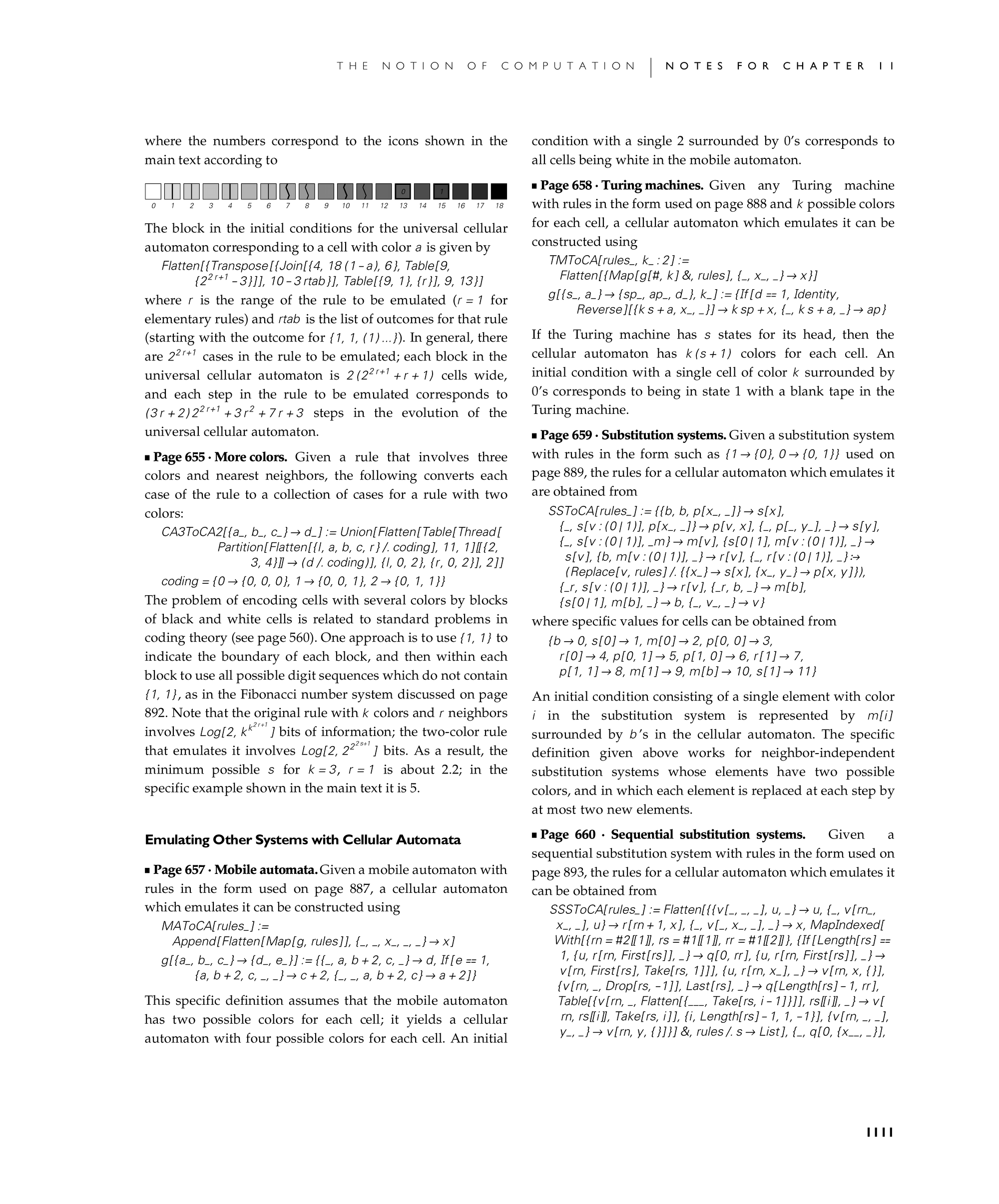Page 1111: Notes for Emulating Other Systems with Cellular Automata