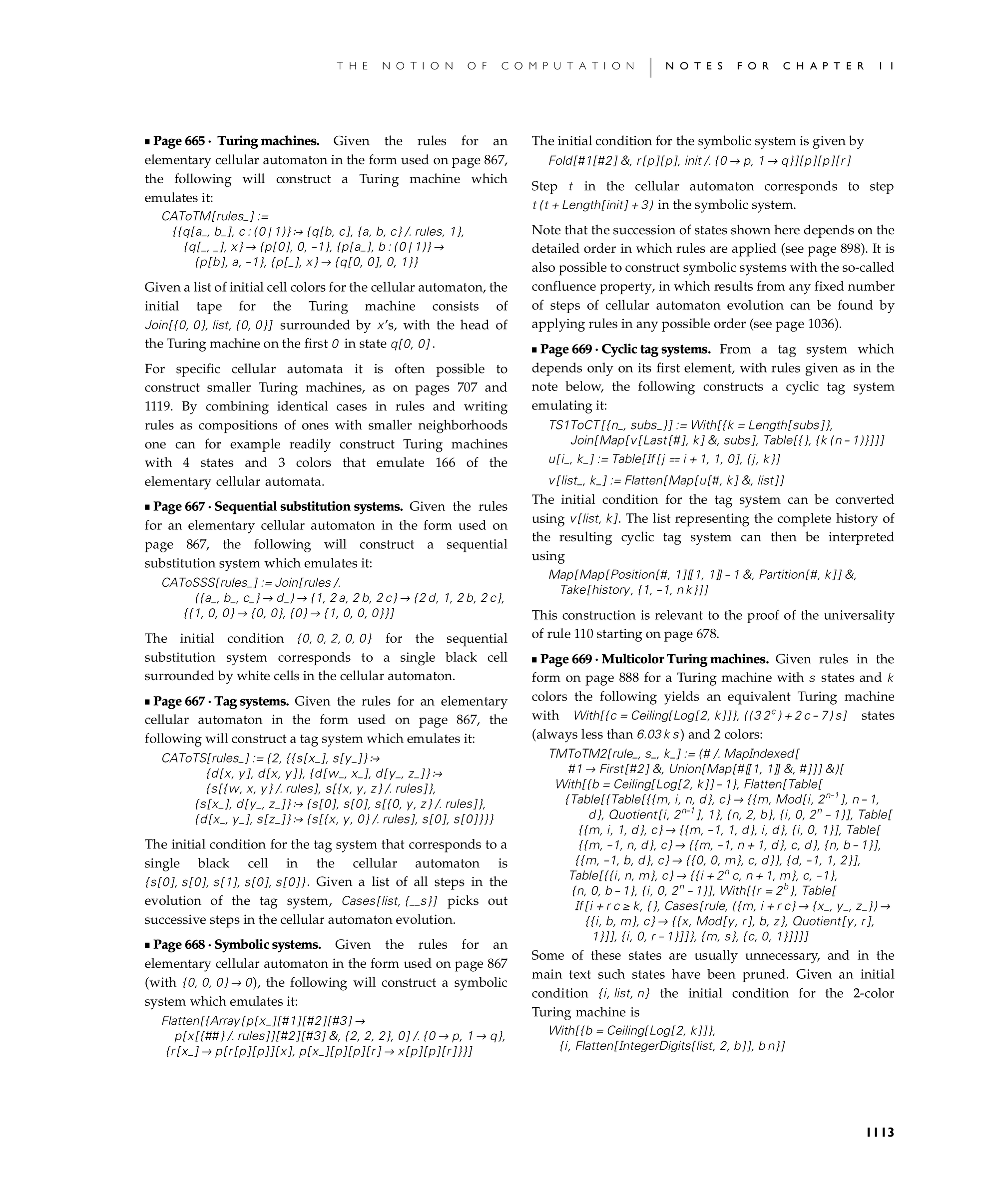 Page 1113: Notes for Emulating Cellular Automata with Other Systems