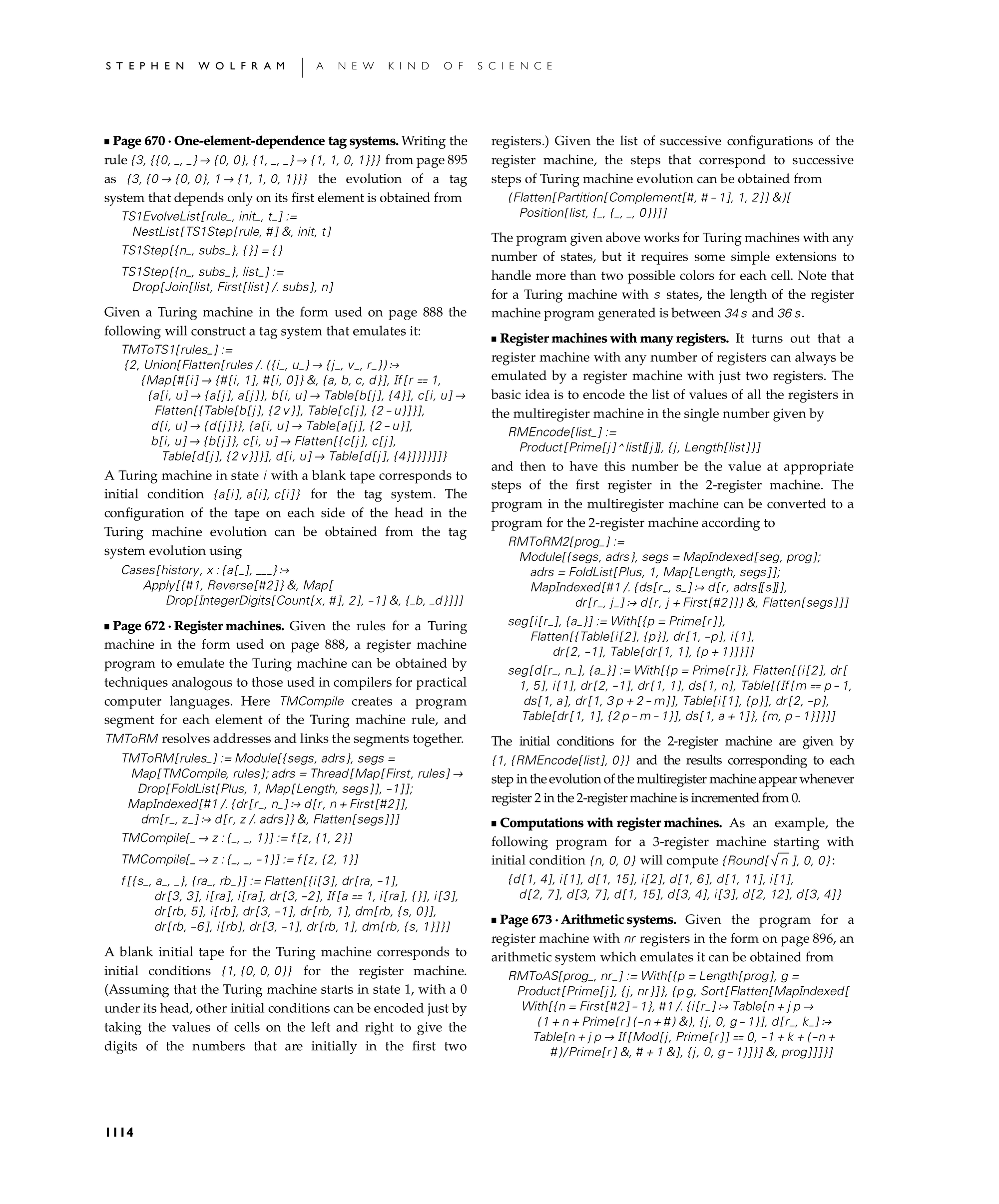 Page 1114: Notes for Emulating Cellular Automata with Other Systems