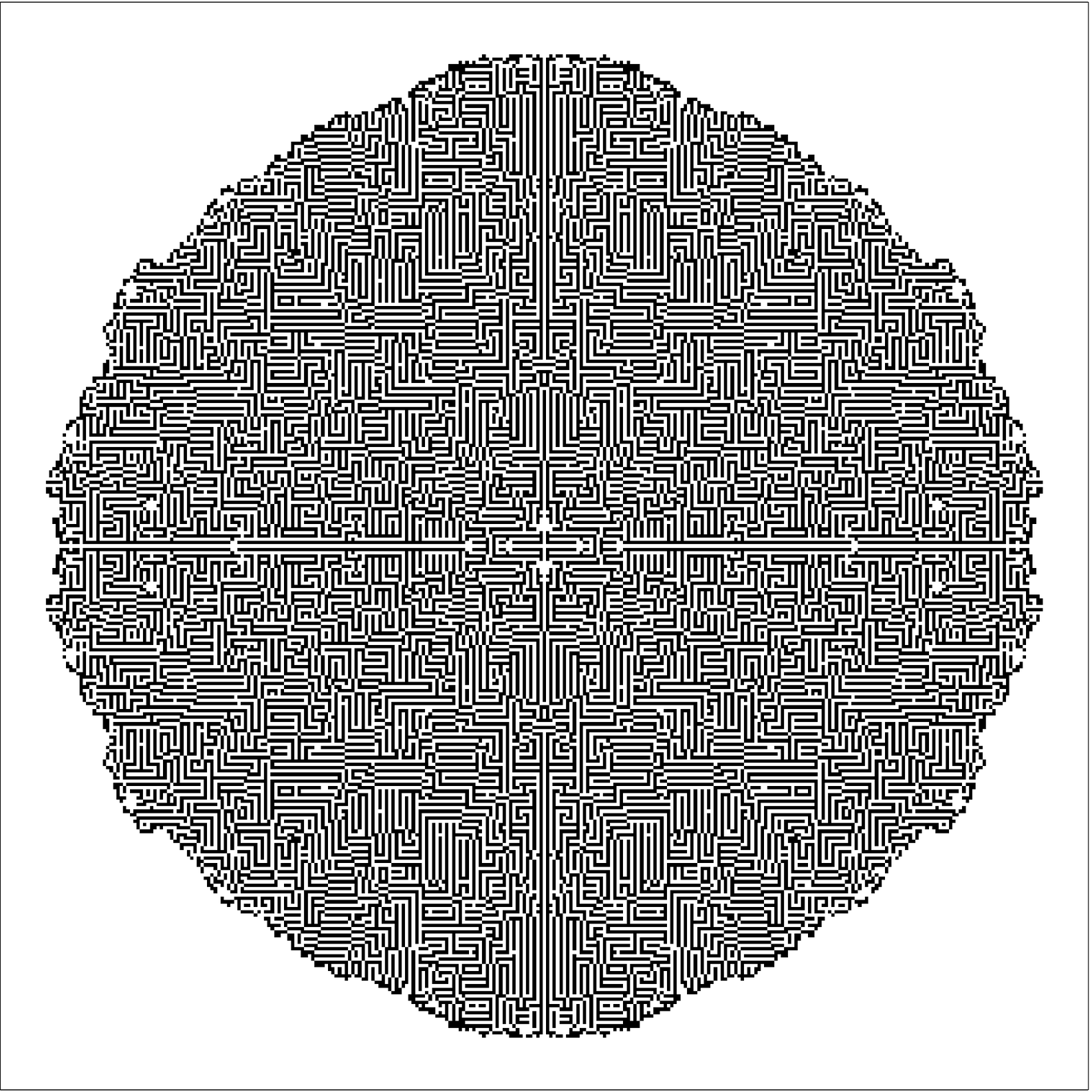 Cellular automaton yielding a circle-like pattern