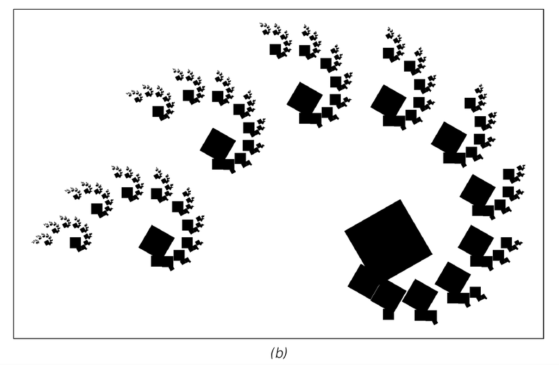 Examples of fractal patterns produced by repeatedly applying the geometrical rules shown 2