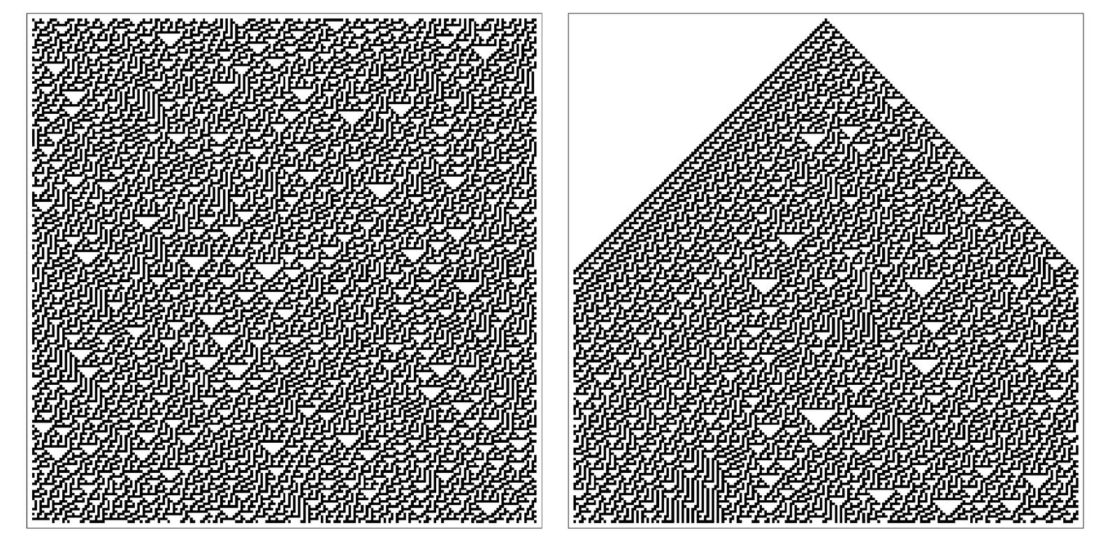 Comparison of patterns produced by rule 30