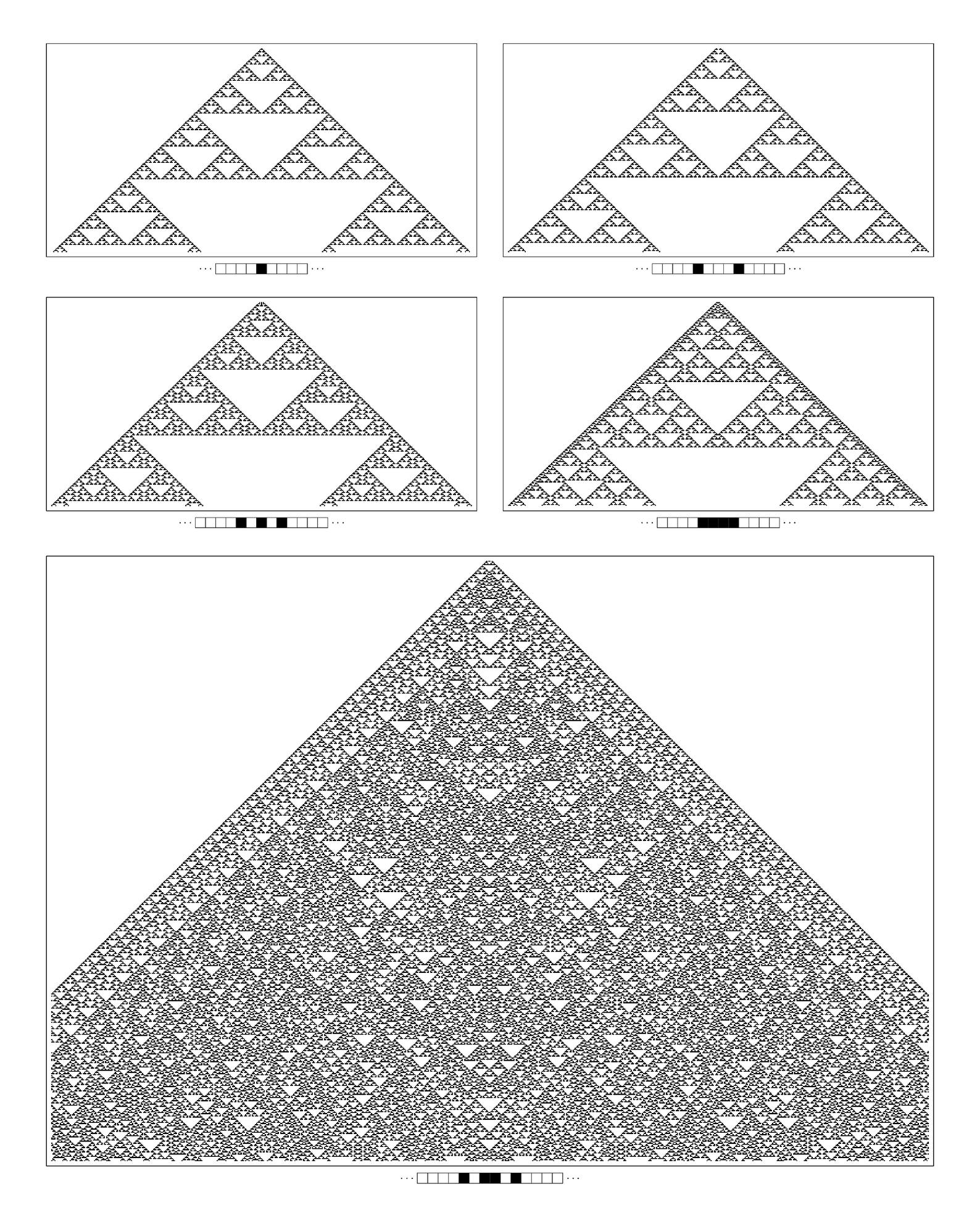 Rule 22 with various simple initial conditions