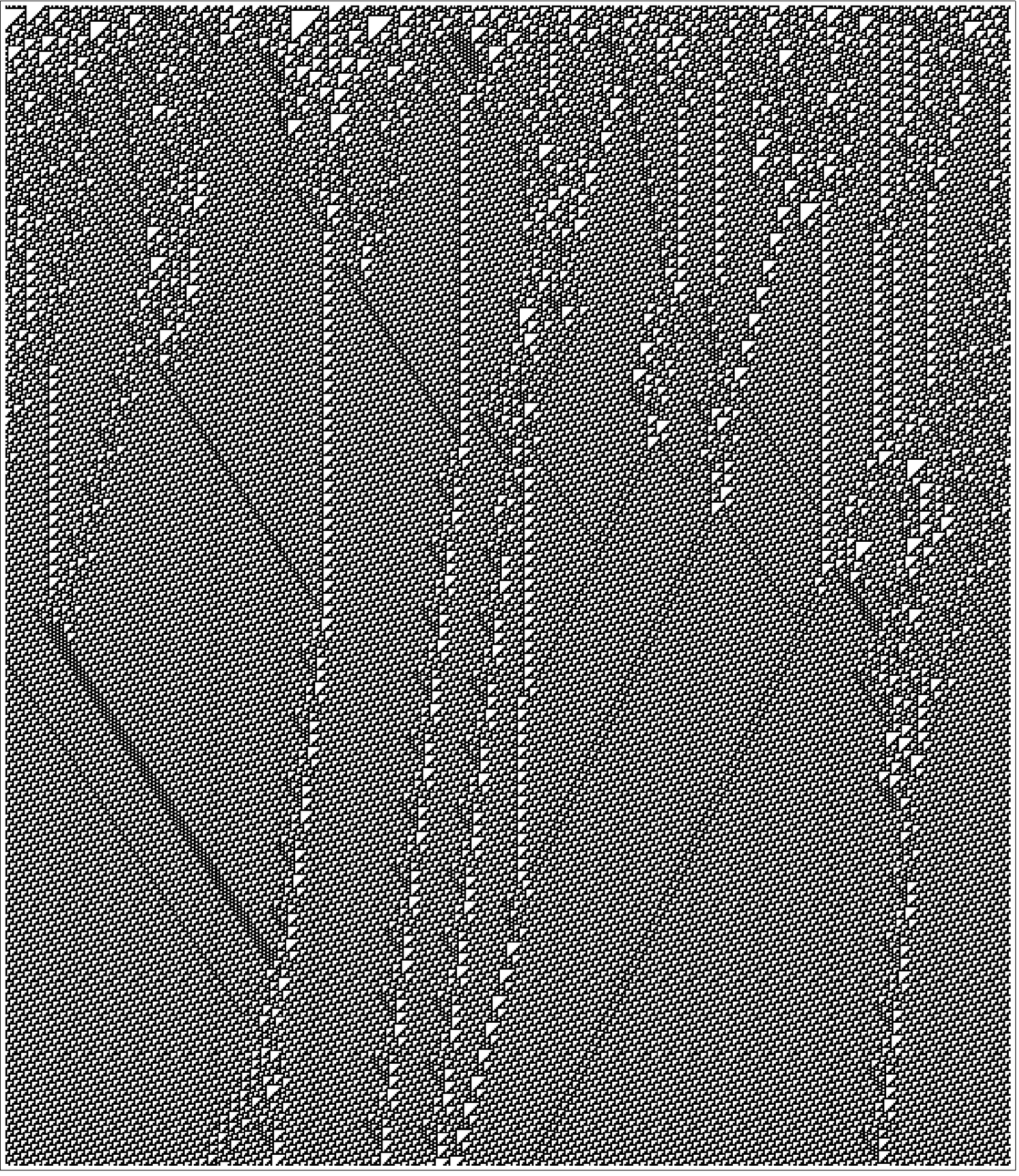 Typical example of the behavior of the rule 110 cellular automaton
