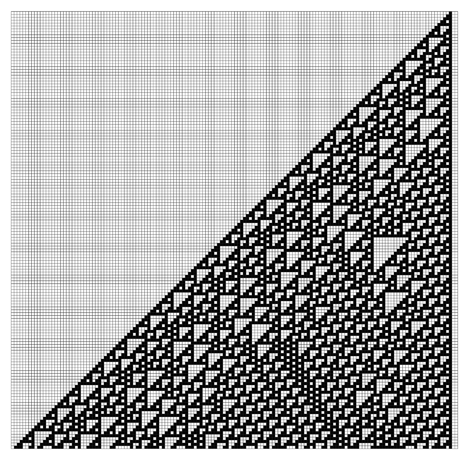 A cellular automaton whose behavior seems neither highly regular nor completely random