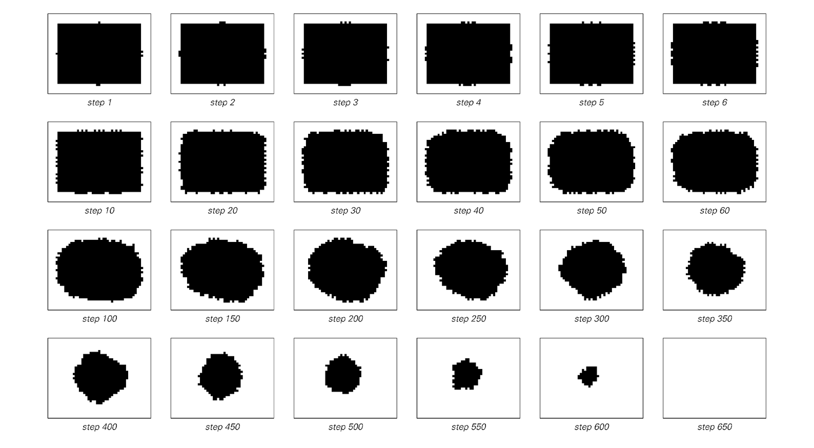 Behavior of an individual domain of black cells