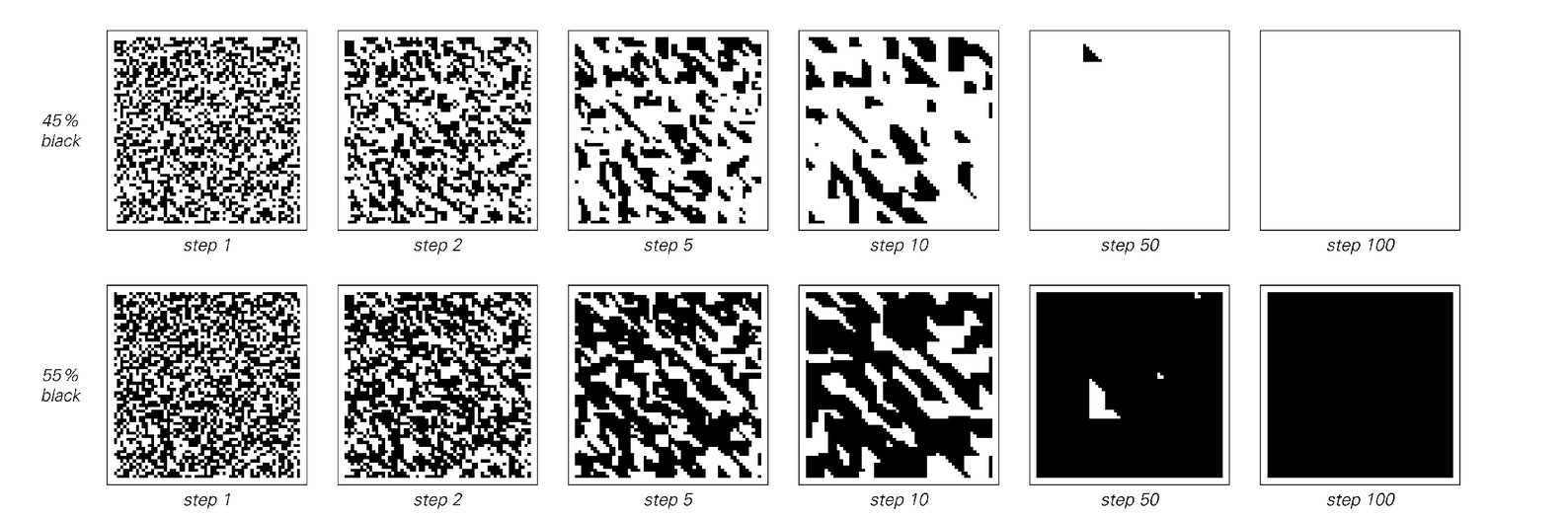 Two examples of two-dimensional cellular automata 2