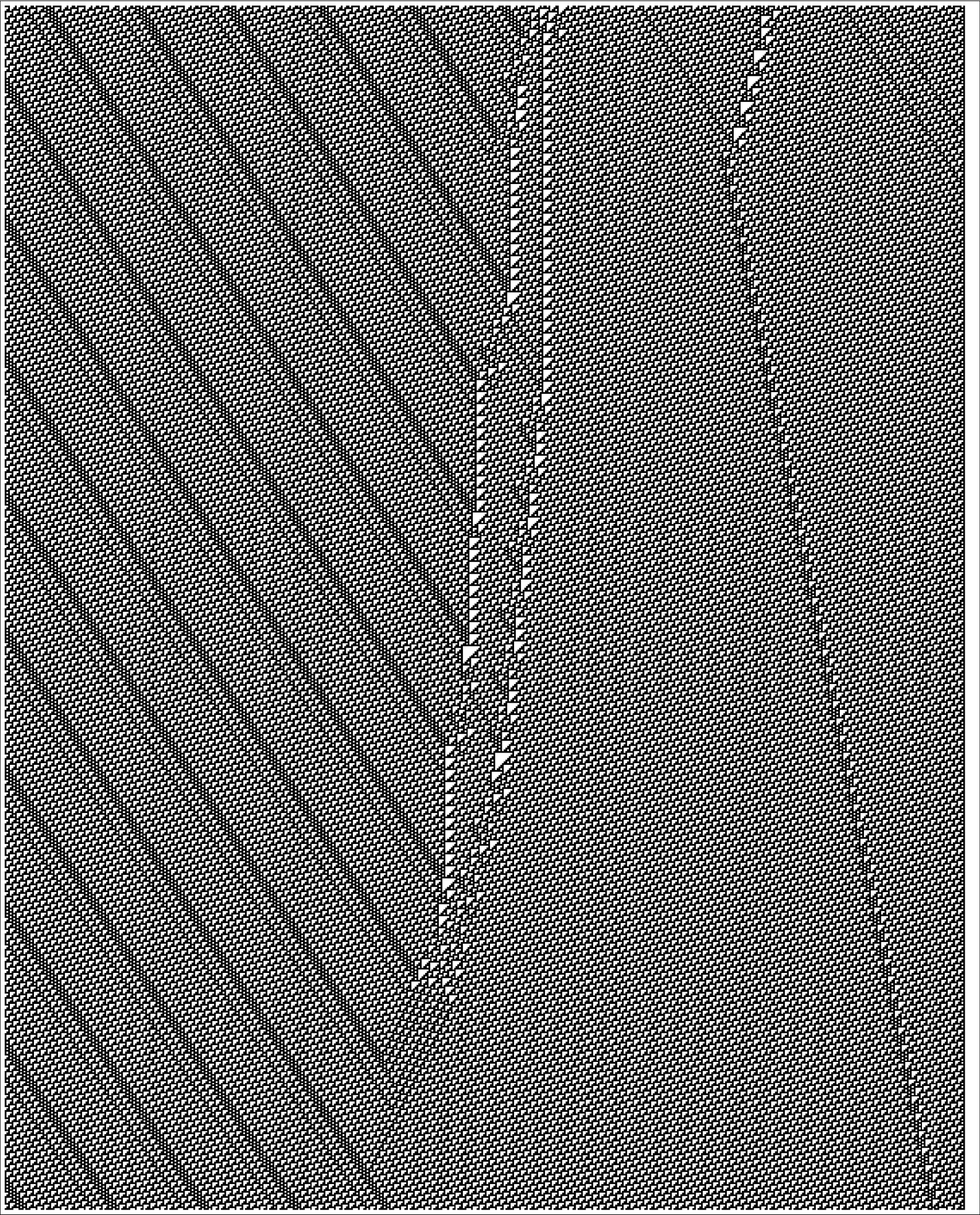 Breakdown of unique cellular automaton, continued
