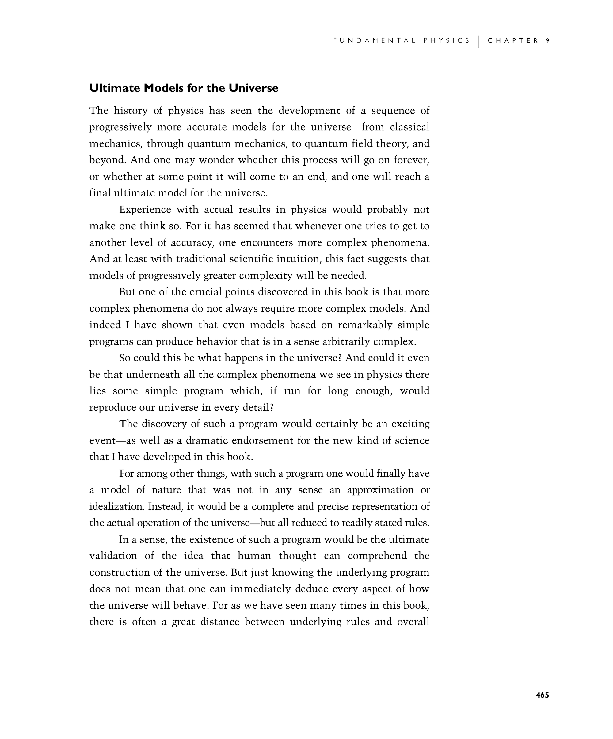 Page 465: Ultimate Models for the Universe: A New Kind of Science | Online by Stephen Wolfram [Page 465]