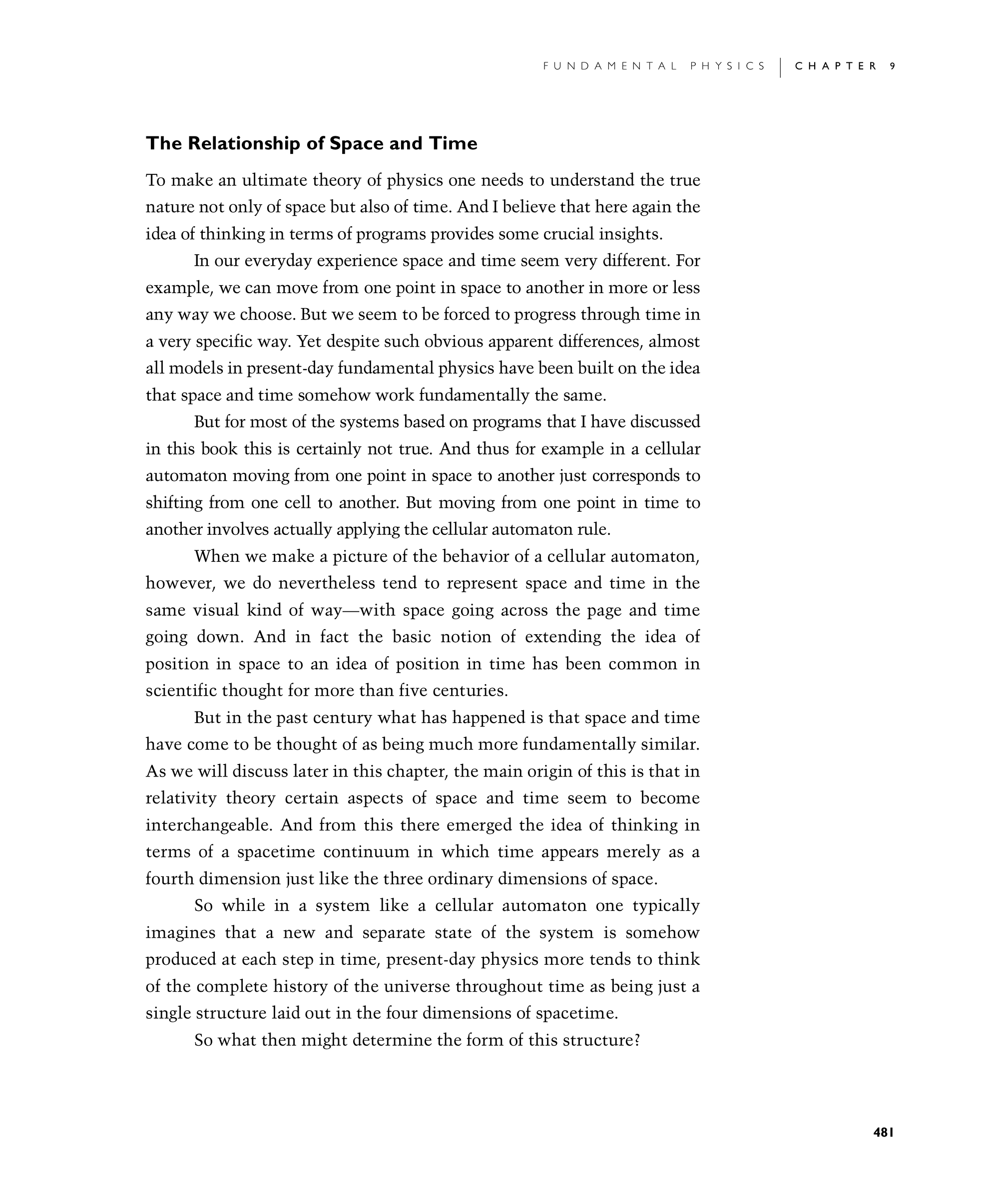Page 481: The Relationship of Space and Time