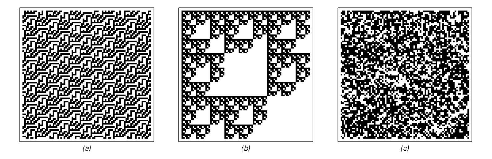 Pictures exhibiting different degrees of apparent randomness